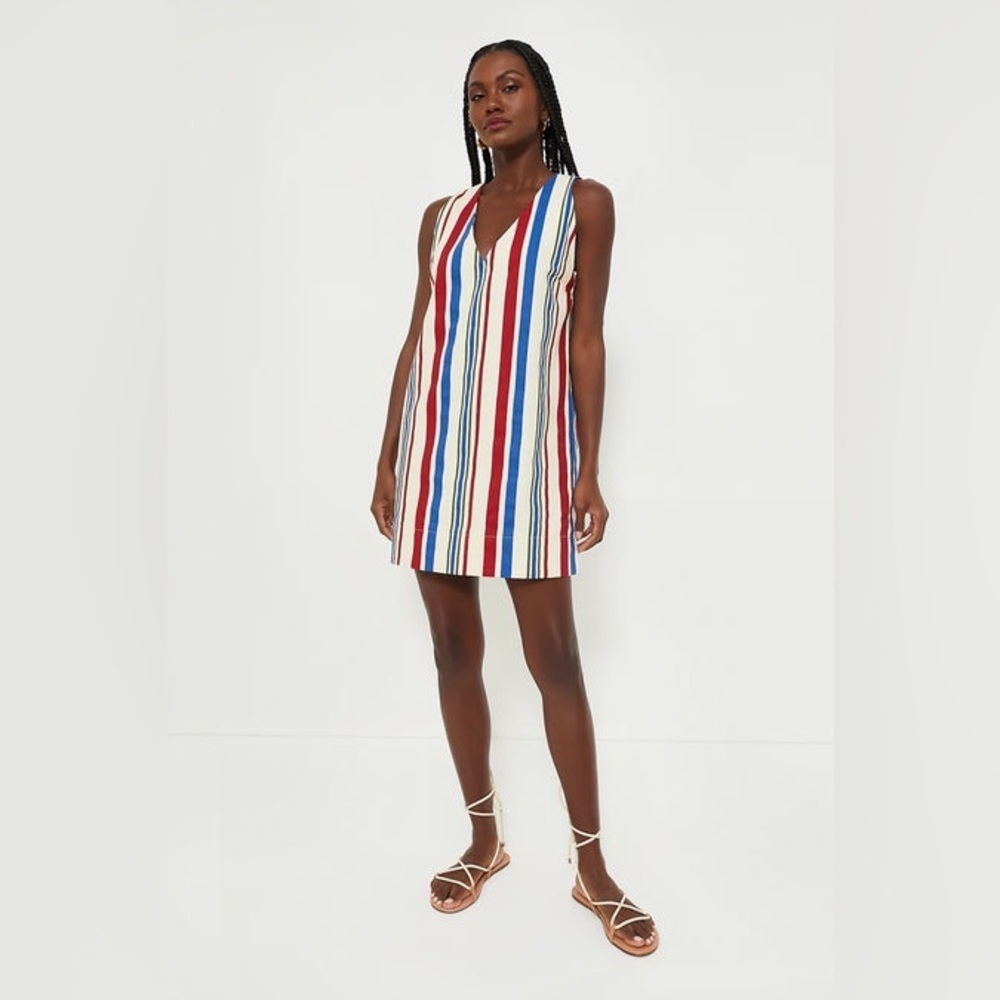 NWT POMANDER PLACE Tuckernuck Americana Stripe Kira Mini Dress Multicolor Medium